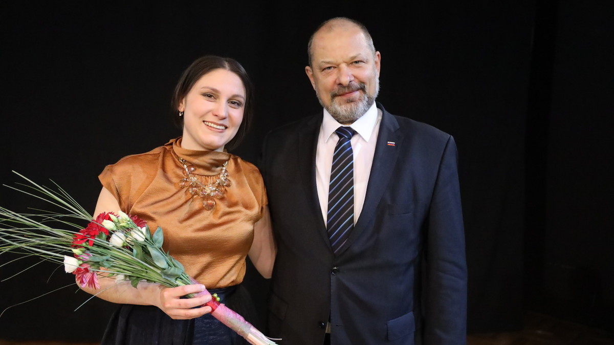 Alojz Kovšca, predsednik Državnega sveta in Maja Fajdiga, pianistka<br>(Avtor: Milan Skledar)