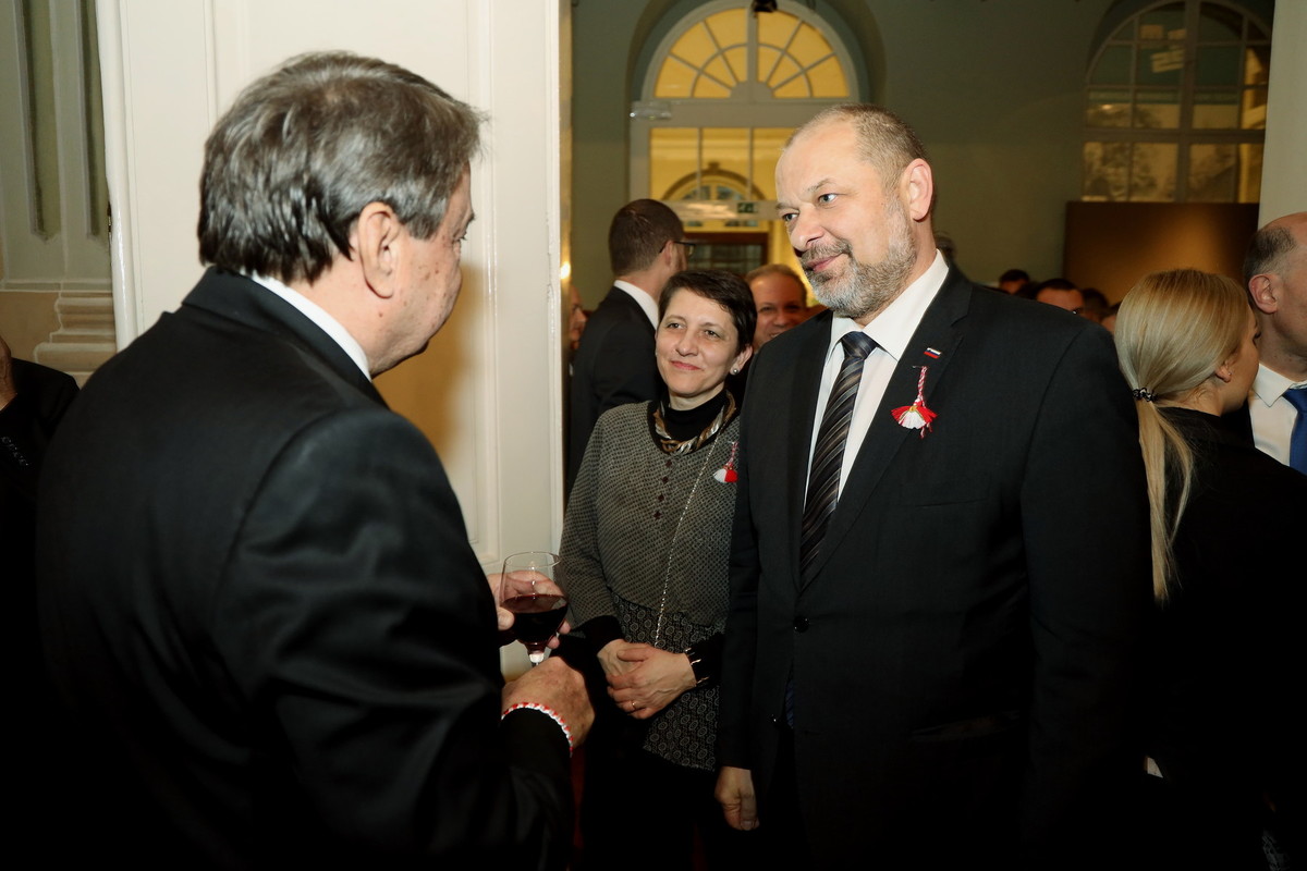 Nj. eksc. gospod Mladen Tcherveniakov in Alojz Kovšca, predsednik DS RS,  Sprejem ob dnevu državnosti Bolgarije<br>(Avtor: Milan Skledar)
