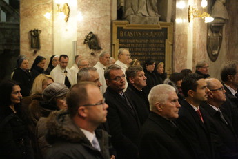 Marjan Podobnik, predsednik SLS in Franc Bogovič, SLS/EPP na sveti maši za domovino v Ljubljanski prestolnici Sv. Nikolaja, 2018 <br>(Avtor: Milan Skledar)