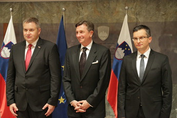 Mag. Dejan Židan, predsednik Državnega zbora, Borut Pahor, predsednik Republike Slovenije, Marjan Šarec, predsednik Vlade RS na slavnostni seji Državnega zbora, 2018<br>(Avtor: Milan Skledar)