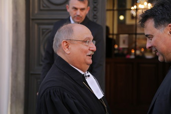 Mag. Geza Filo, evangeličanski škof in Mitja Bervar, predsednik DS, 31. 10. 2017<br>(Avtor: Milan Skledar)