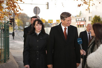 Tanja Pečar in Borut Pahor, predsednik RS, 31. 10. 2017<br>(Avtor: Milan Skledar)