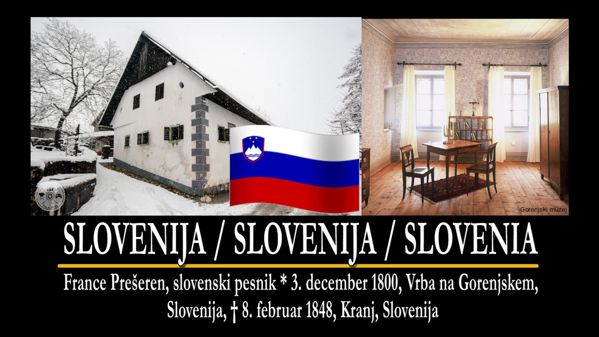 Rojstna hiša največjega slovenskega pesnika, dr. Franceta Prešerna, Vrba na Gorenjskem<br>(Avtor: Milan Skledar)
