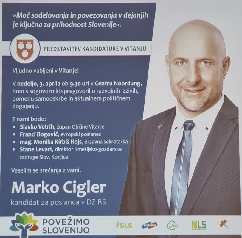 Marko Cigler, kandidat Gibanja Povežimo Slovenijo na predstavitvi v Slovenskih Konjicah, 2022<br>(Avtor: Milan Skledar)
