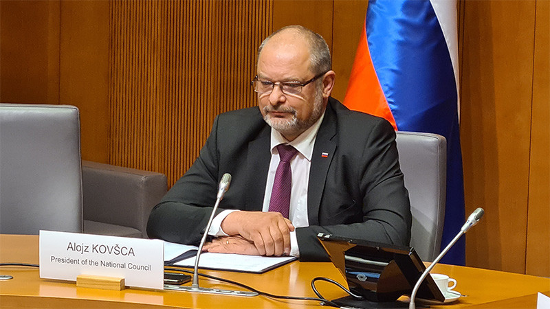 Alojz Kovšca, predsednik Državnega sveta RS na virtualni 3SI prlamentarnem forumu: Tri morja<br>(Avtor: Milan Skledar)