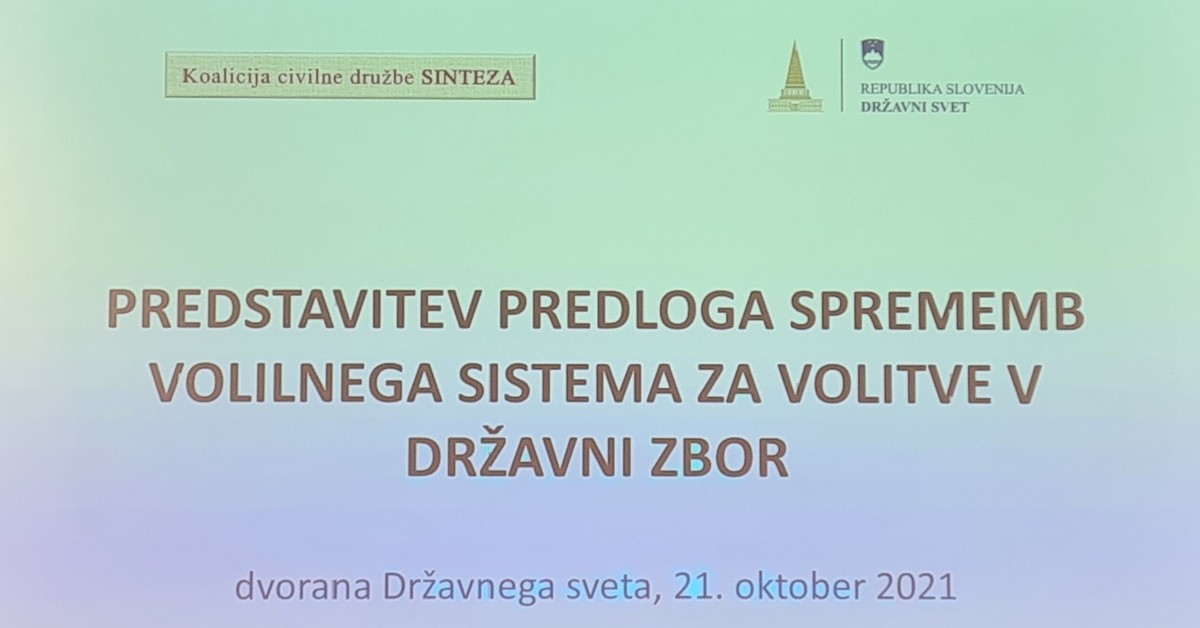 V ŽIVO:  Predstavitev predloga  sprememb volilnega sistema za volitve v Državni zbor