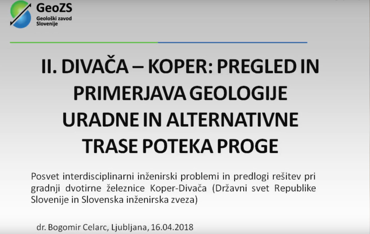 Dr. Bogomir Celarc: 2. tir Koper - Divača: primerjava geologije uradne in alternativne trase