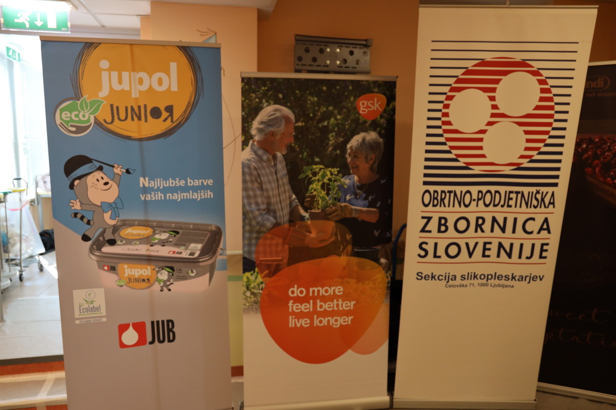 Sponzorji prostovljske akcije slikopleskarjev v ljubljanski Pediatrični kliniki<br>(Avtor: Milan Skledar)