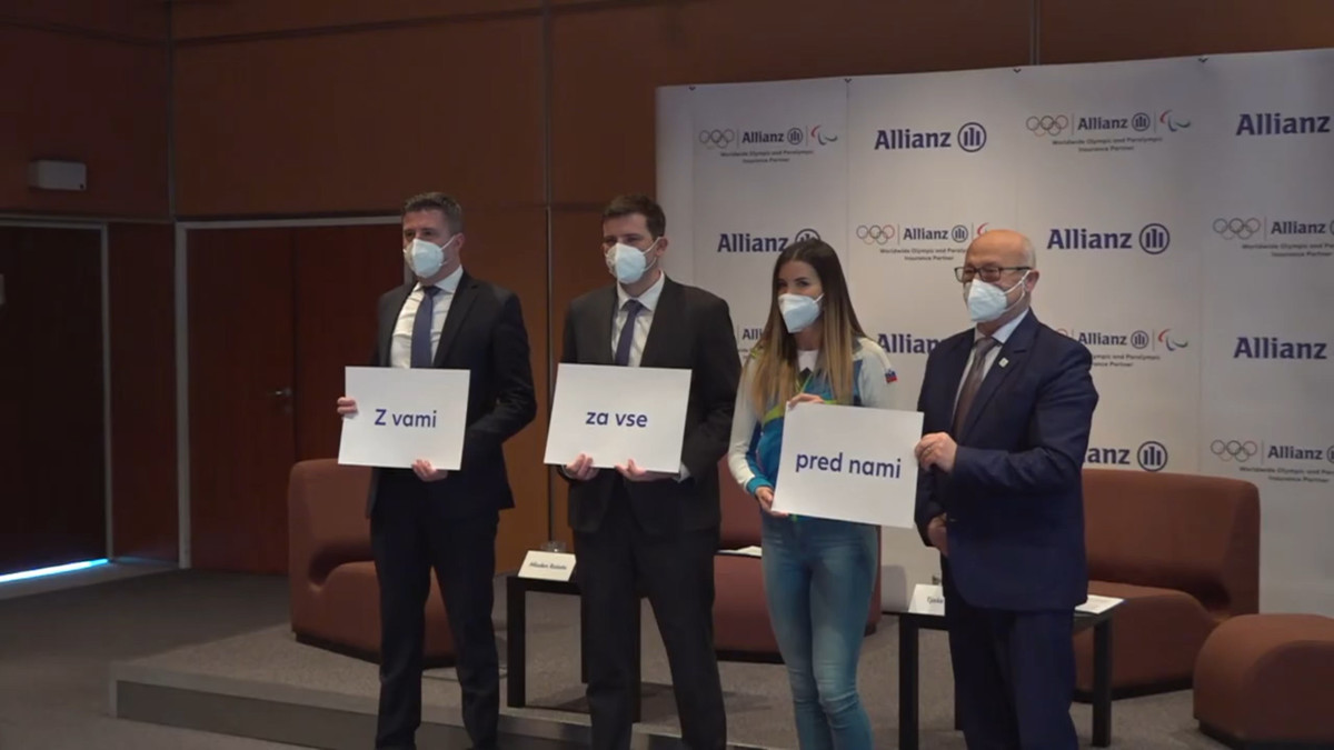 Sodelujoči na novinarski konferenci OKS - Allianz Slovenija<br>(Avtor: Milan Skledar)