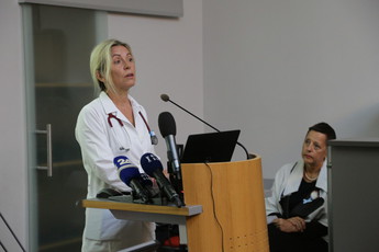 Dr. Nada Rotovnik Kozjek na novinarski konferenci Pravi moški<br>(Avtor: Milan Skledar)